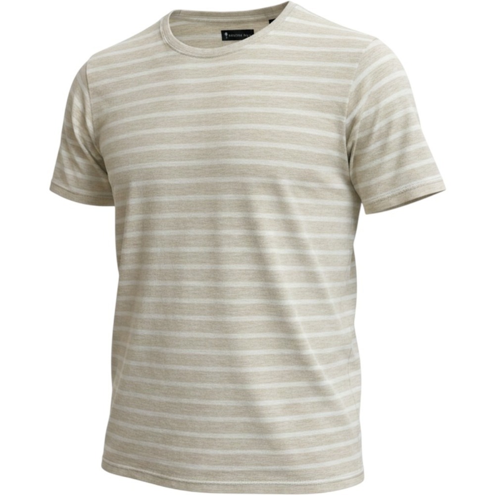 American Tall Mens XL Tall Striped Short Sleeve T-Shirt Oatmeal Beige Slub Knit‎